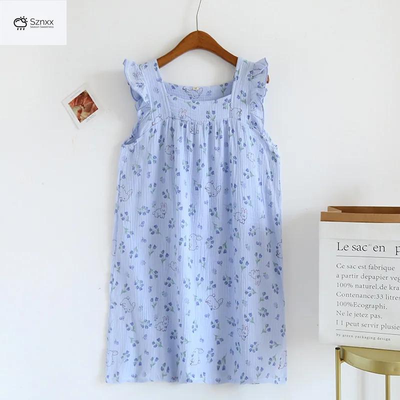 Womens Cotton Crepe Sling Tank Dress With Wooden Trim