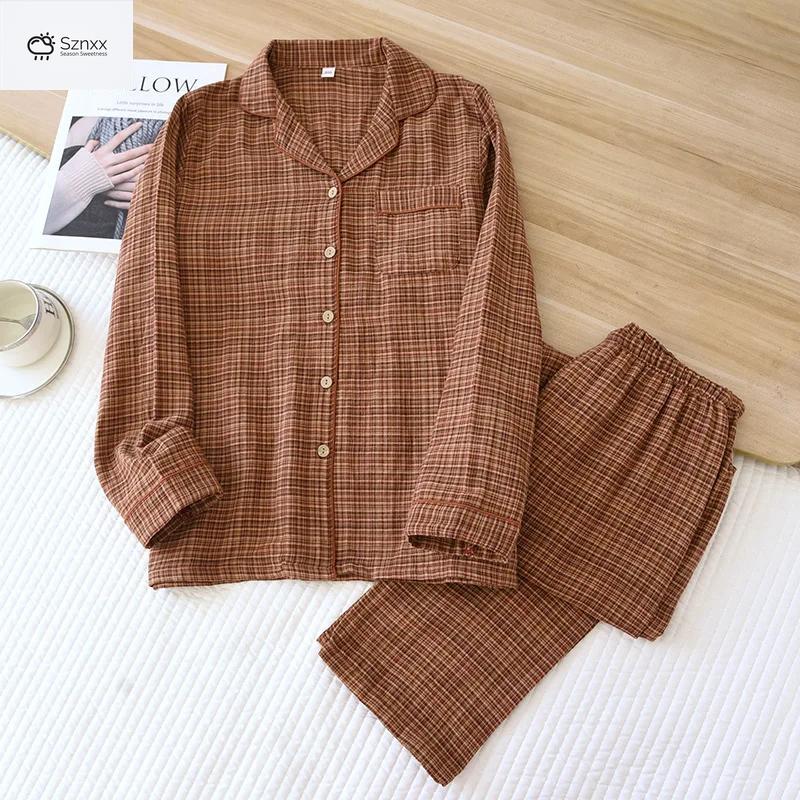 Womens Breathable Cotton Loose Pajama Lounge Set