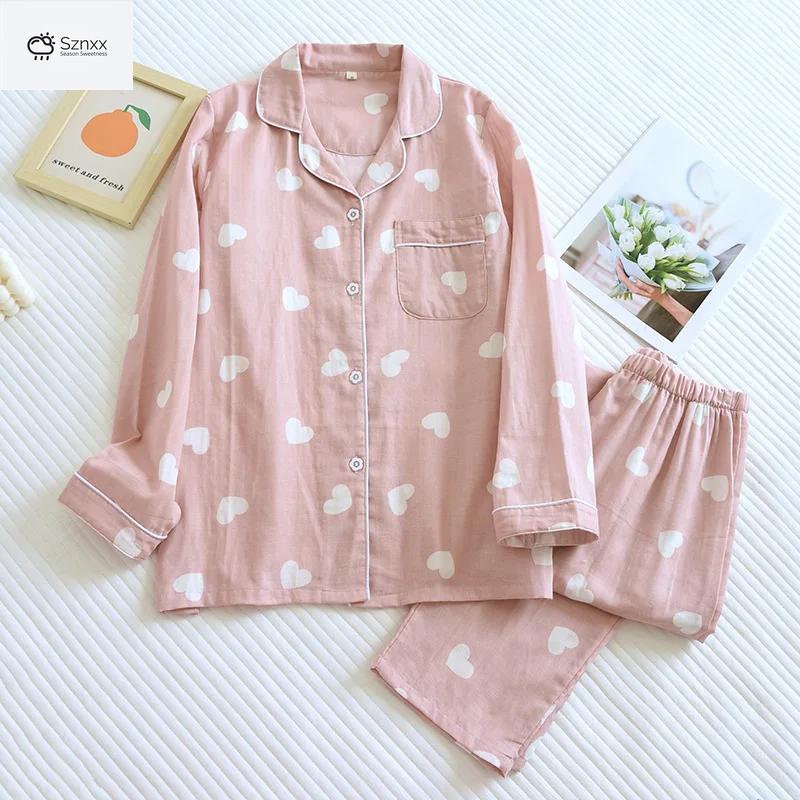 Soft Cotton Long-sleeve Pajama Set For Women