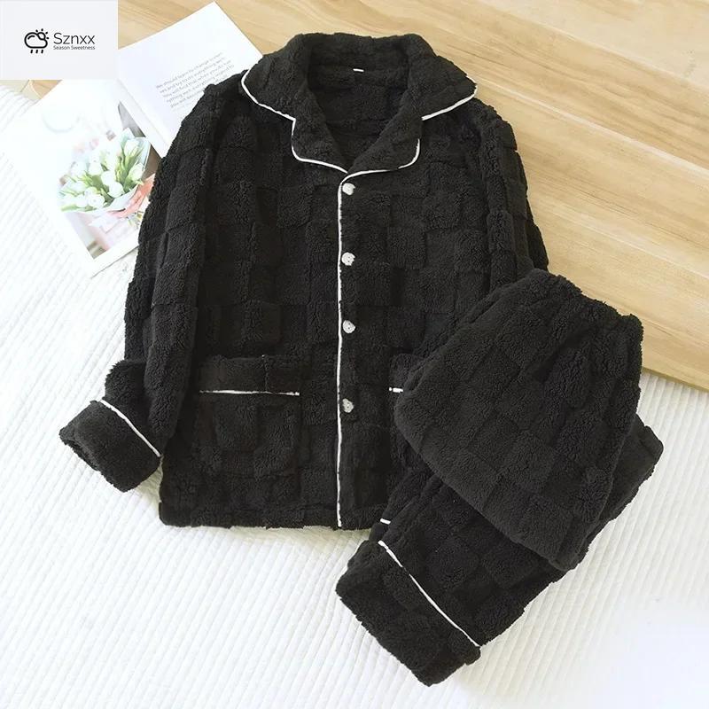 Cozy Flannel Couple Lounge Set With Thickened Fleece