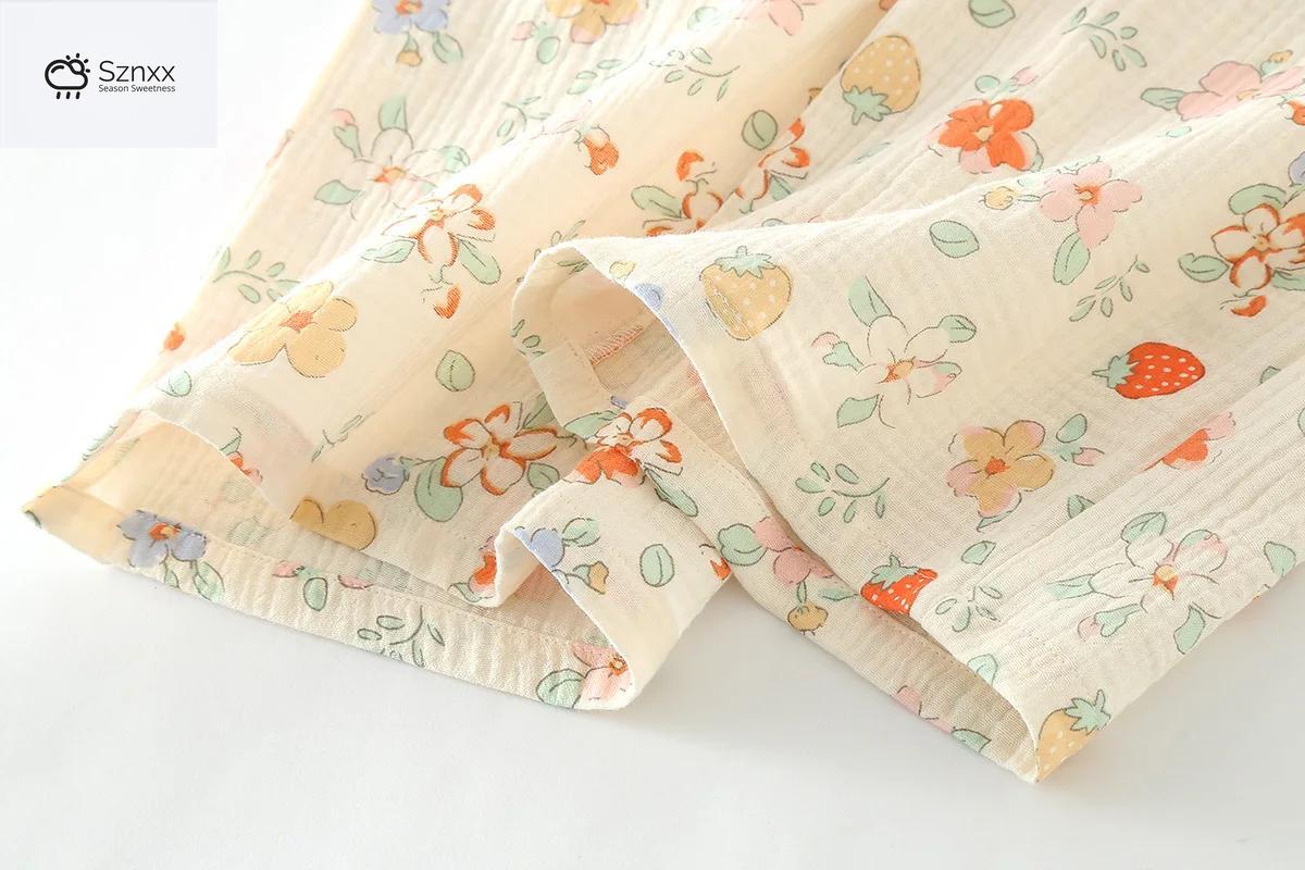 Floral Short-sleeve Cotton Pajama Set With Capris