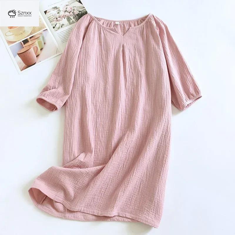 Colorful Cotton Crepe Loose Sleep Skirt Nightgown