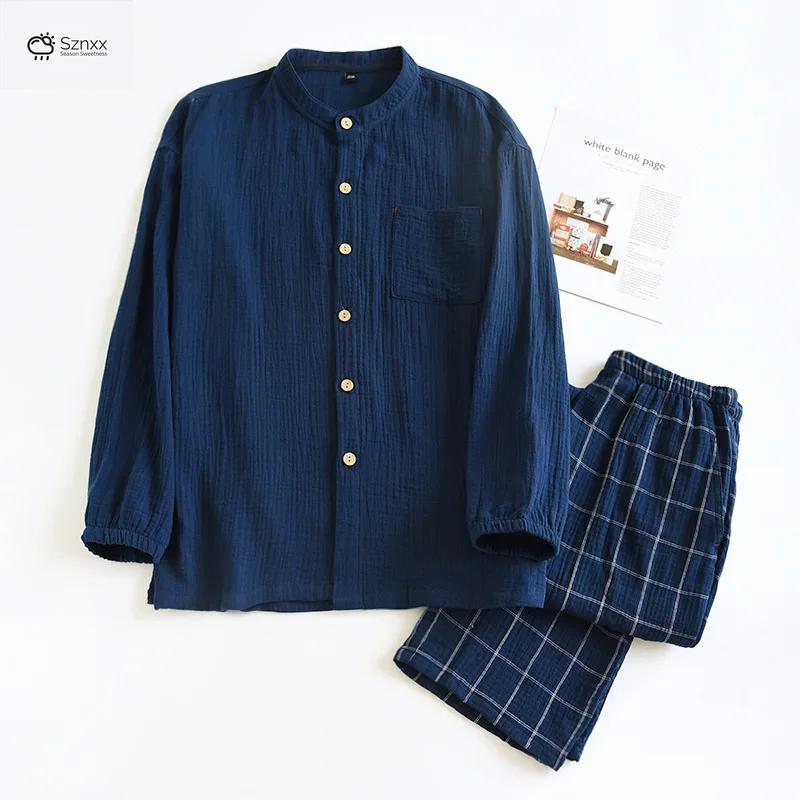 Japanese Cotton Crepe Couple Pajama Set Long-sleeve