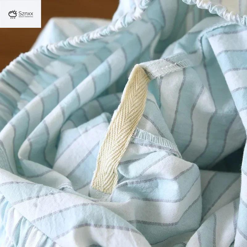 Japanese Striped Cotton Pajama Set Long Sleeve