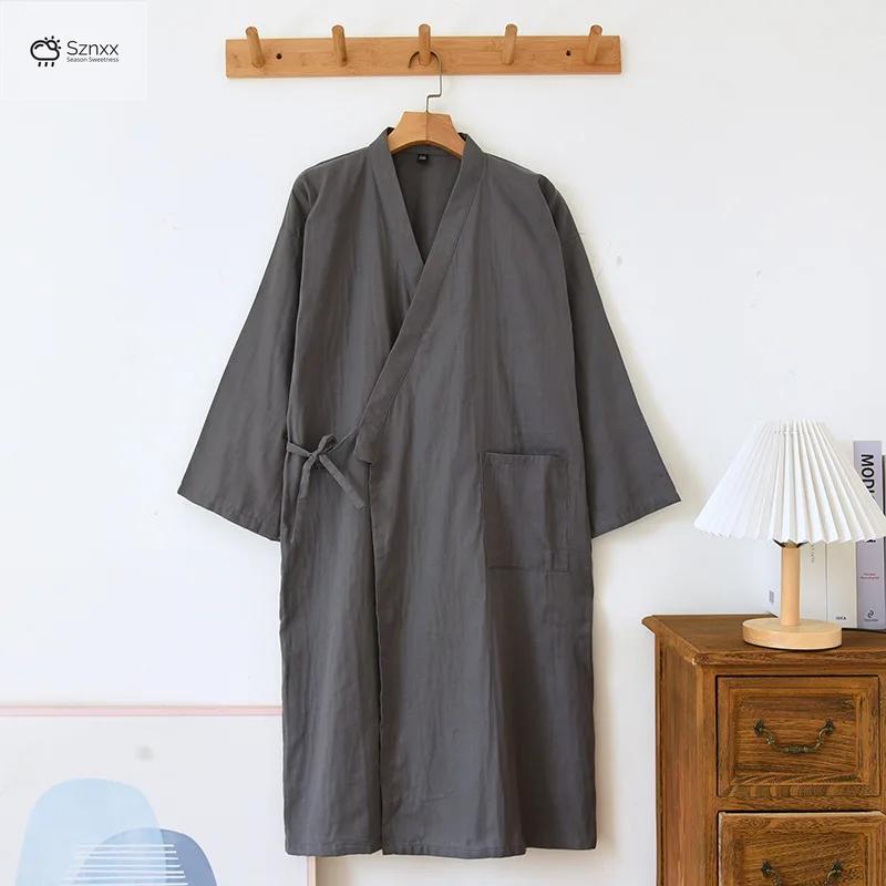 Japanese Cotton Couples Kimono Bathrobe Loose Fit