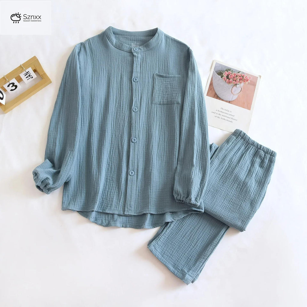 Couple’s Crepe Cotton Long-sleeve Pajama Set