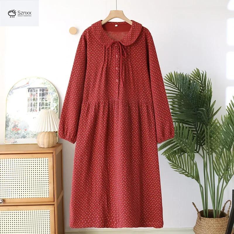 Womens Floral Long-sleeve Cotton Crepe Sleep Skirt